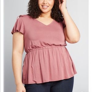 ModCloth NWT 3X rose Peplum top